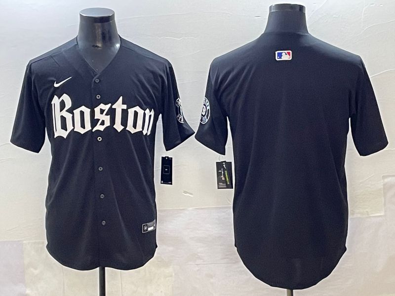 Men 2025 Boston Red Sox Blank Black Five generations Joint Name Nike MLB Jersey style 1